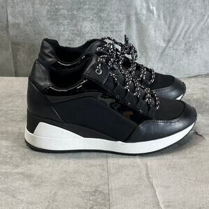 ALFANI Step N' Flex Women's Black Waldenn Lace-Up Wedge Platform Sneakers SZ 5.5